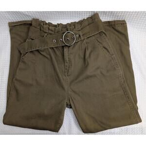 Haute Monde Green High Waisted Pleated Elastic Waist Pants Size L